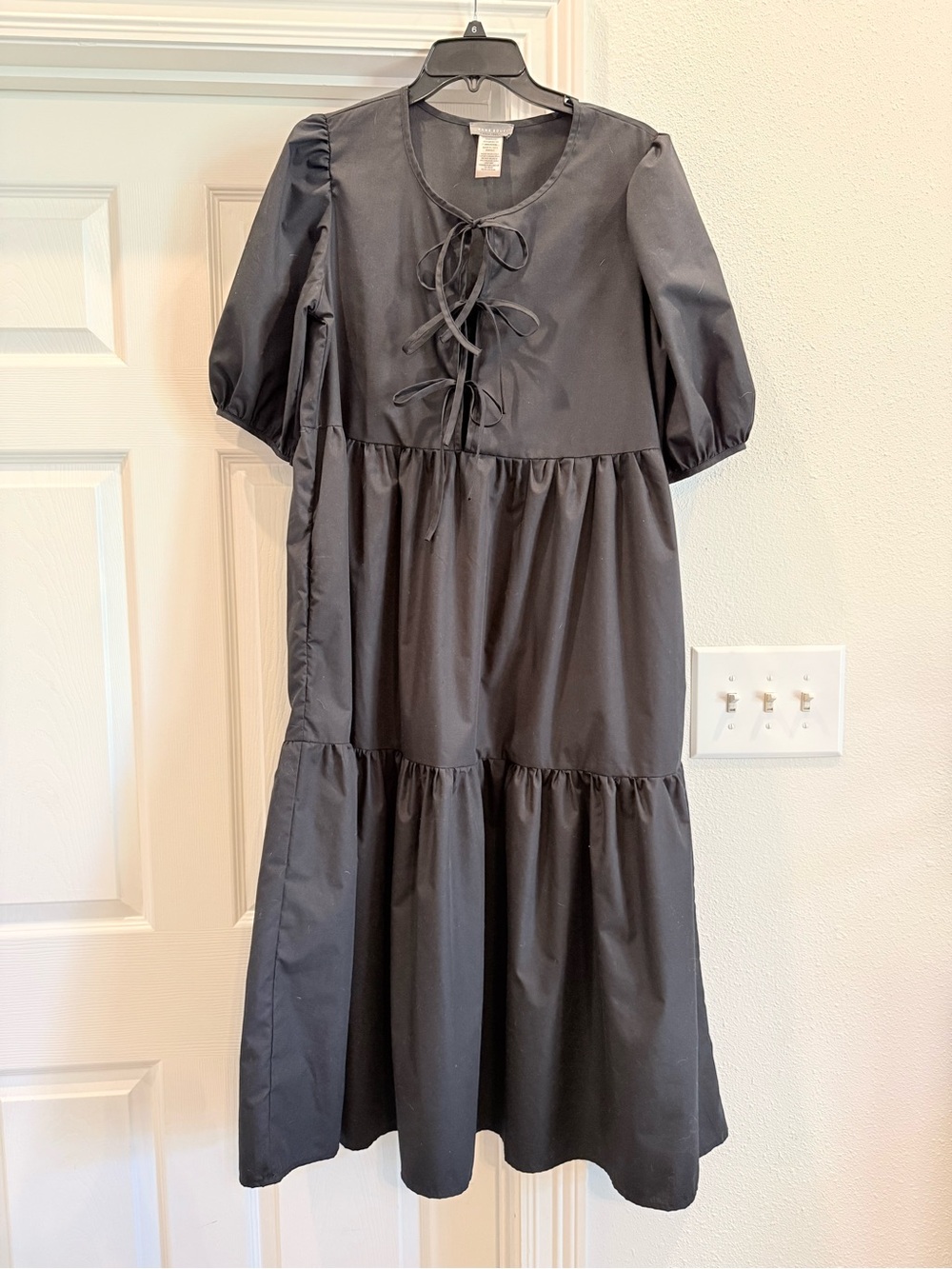 Sans Souci Black Tiered Tie-Front Maxi Dress